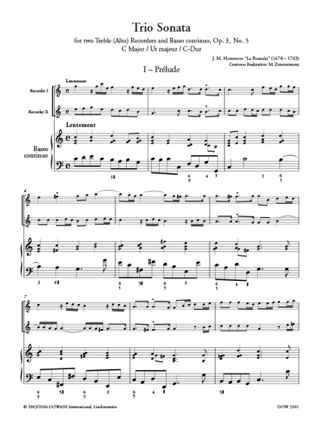 Trio Sonate Pour 2 Flûtes A Bec et Basse Continue